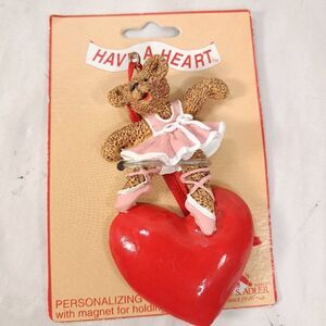 NEW Kurt Adler Have a Heart ornament magnet Ballerina heart bear Valentine's day